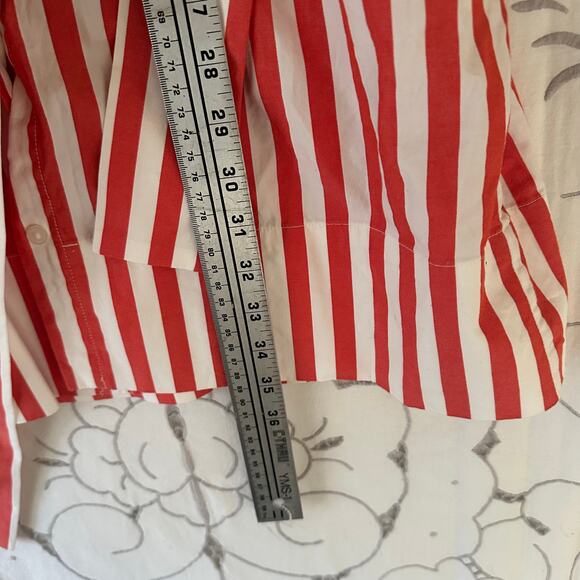 Everlane Orange 🍊 White Stripe Belted Shirt Dress 8 resort vacation wear - Picture 5 of 6